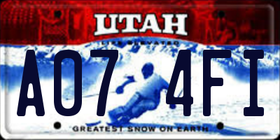 UT license plate A074FI