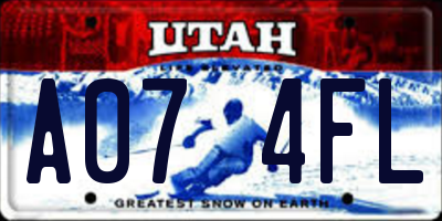 UT license plate A074FL