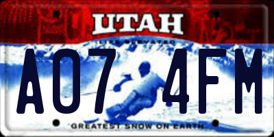 UT license plate A074FM