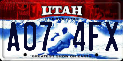 UT license plate A074FX