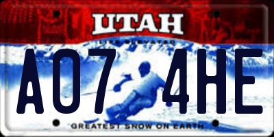 UT license plate A074HE