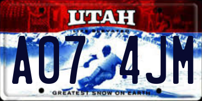 UT license plate A074JM