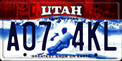 UT license plate A074KL