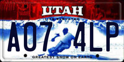 UT license plate A074LP