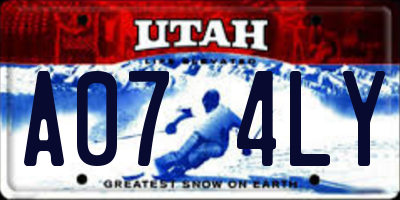 UT license plate A074LY