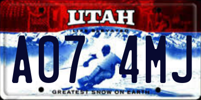 UT license plate A074MJ