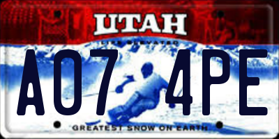 UT license plate A074PE