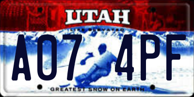 UT license plate A074PF