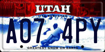 UT license plate A074PY