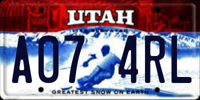 UT license plate A074RL