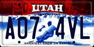 UT license plate A074VL