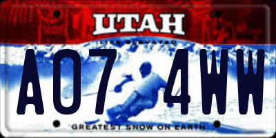 UT license plate A074WW