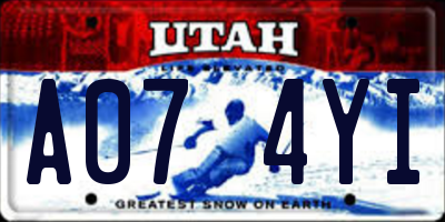 UT license plate A074YI