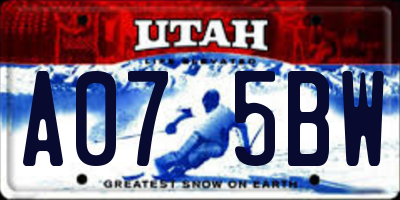 UT license plate A075BW