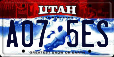 UT license plate A075ES