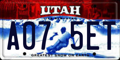 UT license plate A075ET