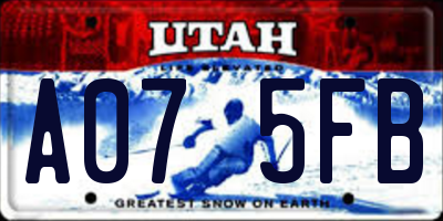 UT license plate A075FB