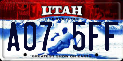 UT license plate A075FF