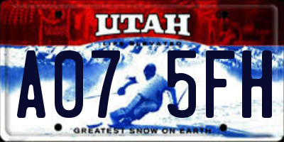 UT license plate A075FH