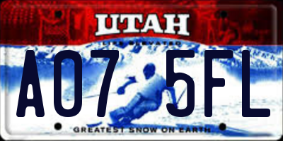 UT license plate A075FL