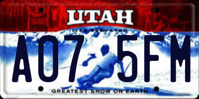UT license plate A075FM