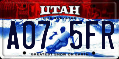 UT license plate A075FR