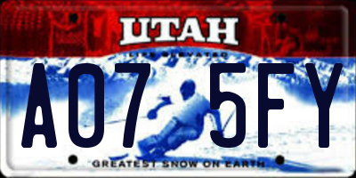 UT license plate A075FY