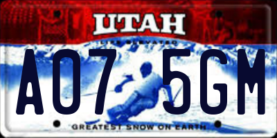 UT license plate A075GM