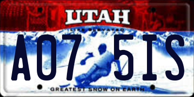 UT license plate A075IS
