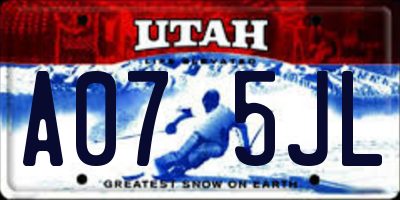 UT license plate A075JL