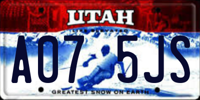 UT license plate A075JS