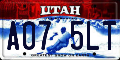 UT license plate A075LT