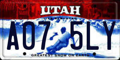 UT license plate A075LY