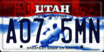 UT license plate A075MN