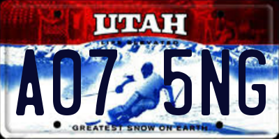 UT license plate A075NG