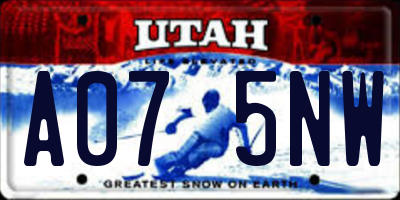 UT license plate A075NW