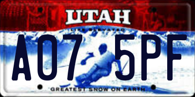 UT license plate A075PF