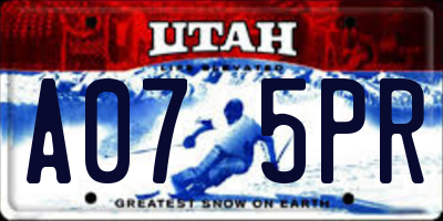 UT license plate A075PR