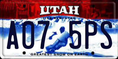 UT license plate A075PS