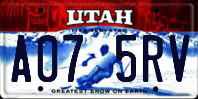 UT license plate A075RV
