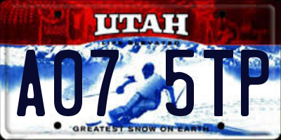 UT license plate A075TP