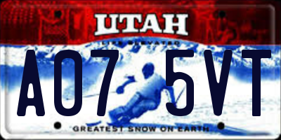 UT license plate A075VT