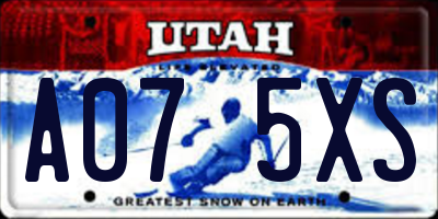 UT license plate A075XS