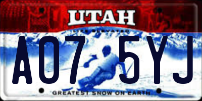 UT license plate A075YJ
