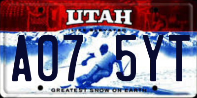 UT license plate A075YT