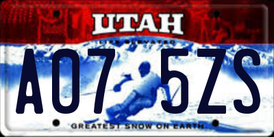 UT license plate A075ZS