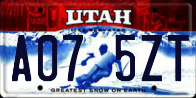 UT license plate A075ZT