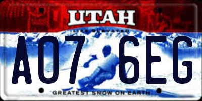 UT license plate A076EG