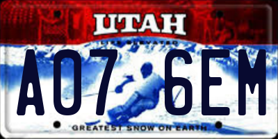 UT license plate A076EM