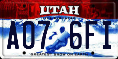UT license plate A076FI